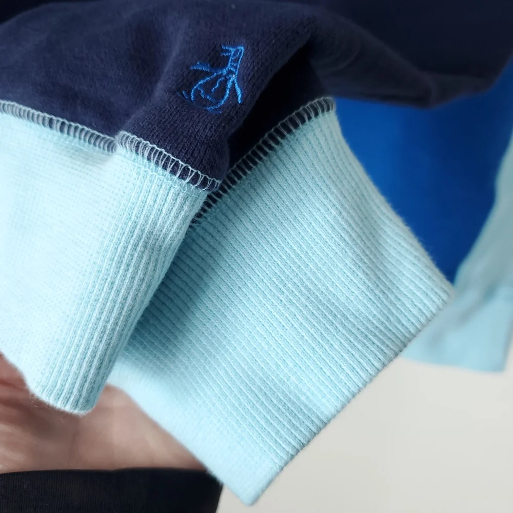 Original Penguin Men's Terry Sweatshirt Color Block Blue Size Large - Picture 8 of 12